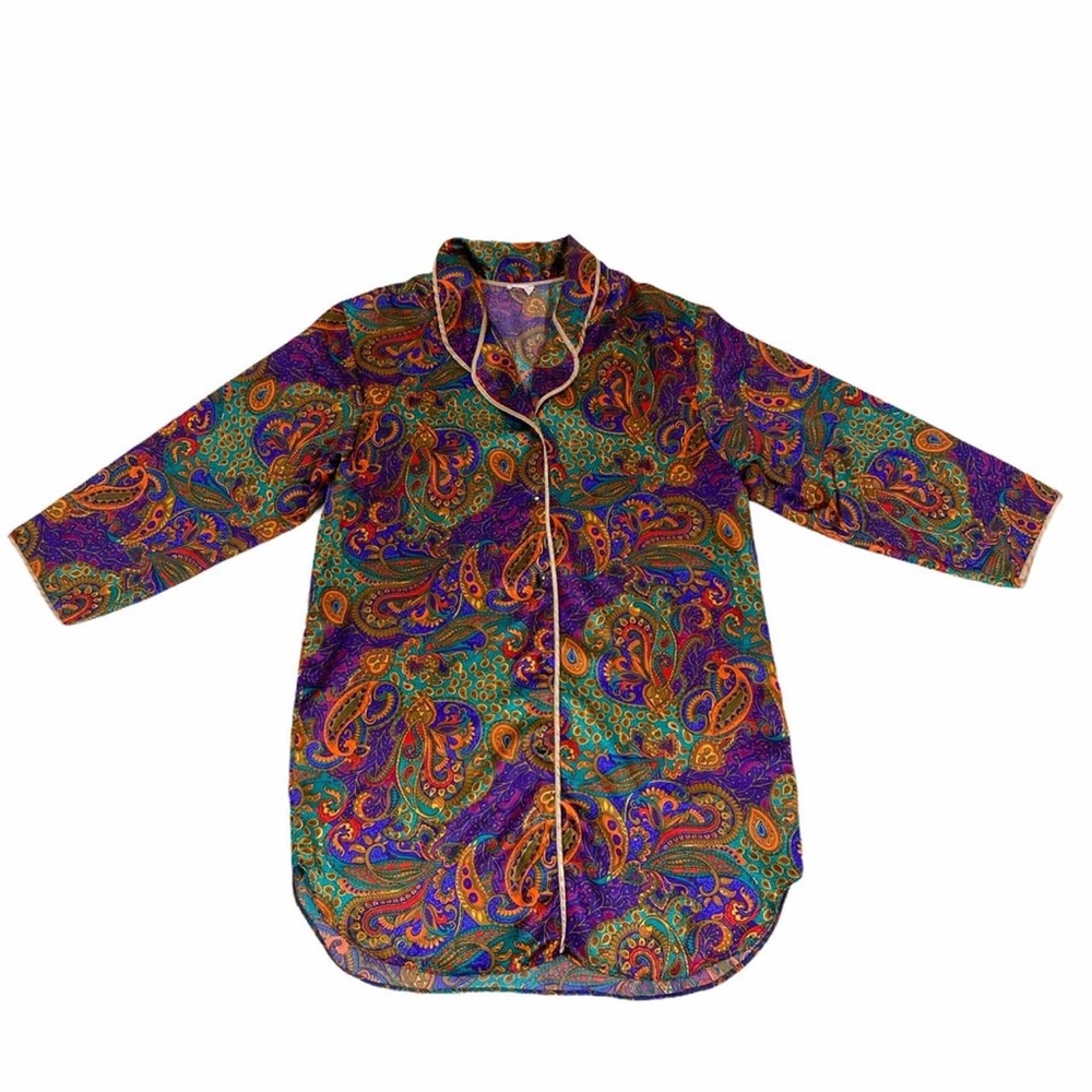 Vintage Satin Paisley Nightgown
